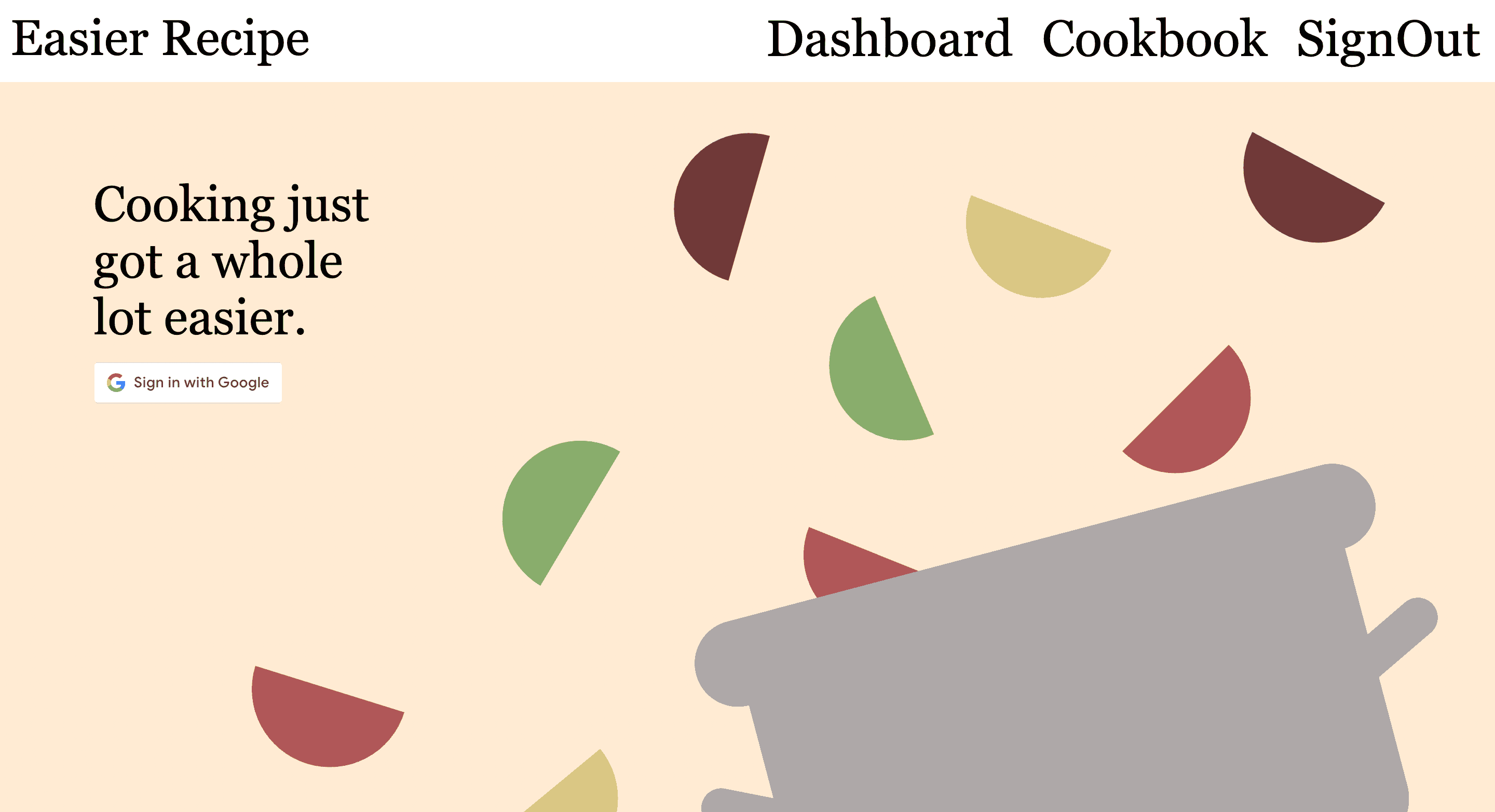 The home page of Easier Recipe